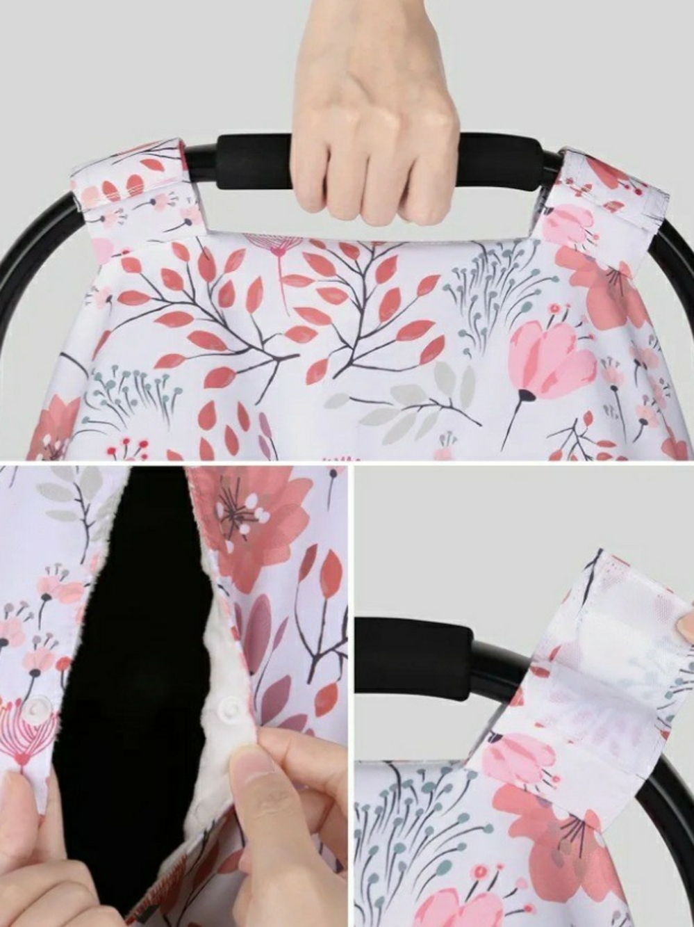 Baby car seat cover breathable floral car seat cover - pink flower pattern. New - Picture 4 of 4
